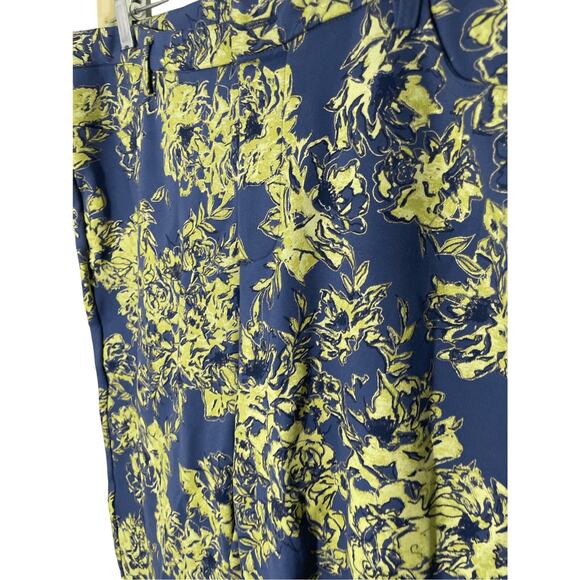 Soft Surroundings Women's Elisabetta Ankle Pants Blue Green Floral Size Large - Picture 2 of 9